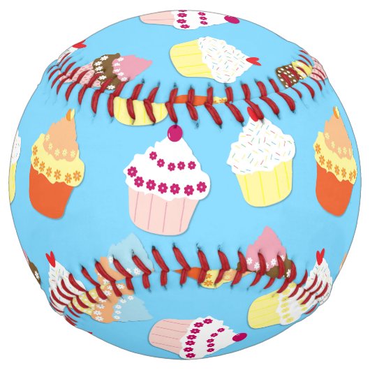 Balle De Softball Pale Pastel Blue Cup Cakes (Devant)