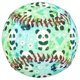 Balle De Softball Panda Bear Motif Vert Imprimer