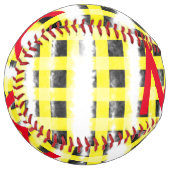 Balle De Softball Panneau de contrôle Jaune Noir ajouter nom nom mon (Devant gauche)