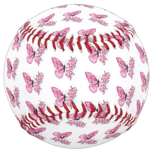 Balle De Softball Papillon à fleurs avec Sakura rose (Devant)
