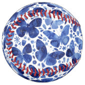 Balle De Softball Papillons Aquarelle Indigo Blue (Devant gauche)