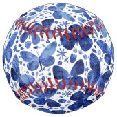 Balle De Softball Papillons Aquarelle Indigo Blue (Dos)