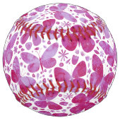 Balle De Softball Papillons Aquarelle Magenta Rose (Dos)