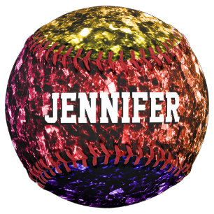Balle De Softball Parties scintillant arc-en-ciel colorée scintille 