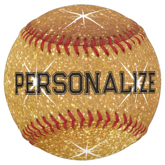 Balle De Softball Parties scintillant dorée étincelante sur mesure s (Devant)
