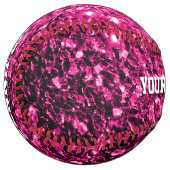 Balle De Softball Parties scintillant rose chaud pétillant Votre nom (Devant gauche)