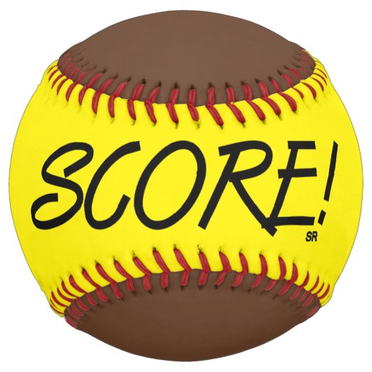 Balle De Softball Partition jaune et marron softball (Devant)