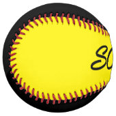 Balle De Softball Partition jaune et noir softball (Devant gauche)