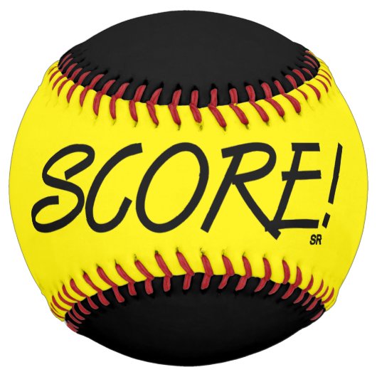 Balle De Softball Partition jaune et noir softball (Devant)