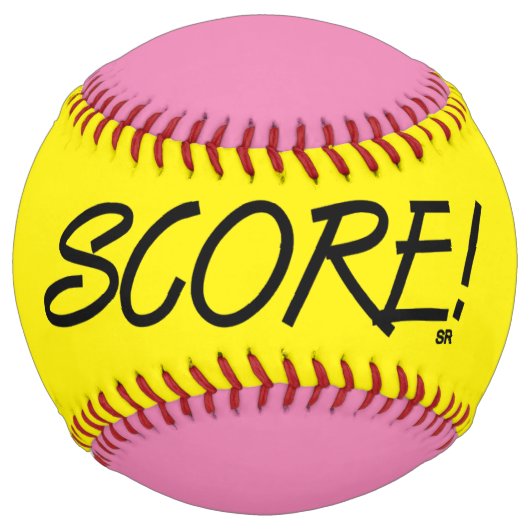 Balle De Softball Partition jaune et rose (Devant)