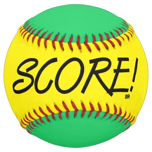 Balle De Softball Partition jaune et vert softball (Devant)