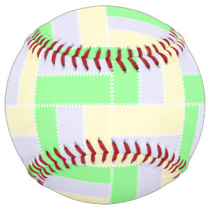 Balle De Softball Pastel Rectangles Lignes en pointillé blanc Motif
