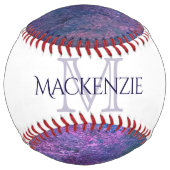 Balle De Softball Pastel Splatter | Monogramme rose violet bleu vert (Devant)