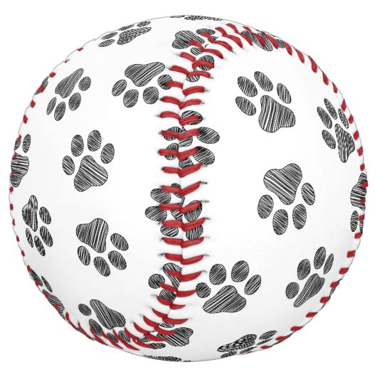 Balle De Softball Patrouilles de Doodle, Paws de Chien, Paws Noirs (Incliné)