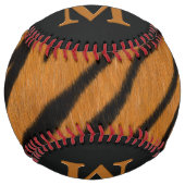 Balle De Softball Peau de tigre frisé fourrure personnalisée Monogra (Devant)