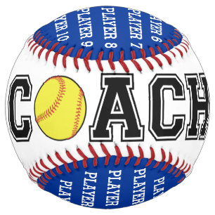 Balle De Softball Personalized softball coach ball - royal blue team