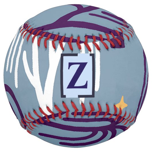 Balle De Softball Personnalisé Monogramme Willow Tree Motif Bleu Sof (Devant)