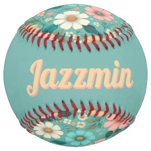 Balle De Softball Pétales Pastels (personnalisés)