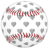 Balle De Softball Petits Coeurs Gris Béton Symétrique sur Blanc (Dos)