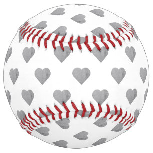 Balle De Softball Petits Coeurs Gris Béton Symétrique sur Blanc