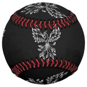 Balle De Softball Phénix s'élève sur fond noir