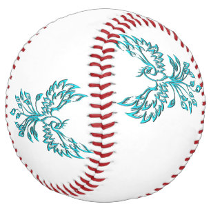 Balle De Softball Phoenix bleu se lève sur blanc