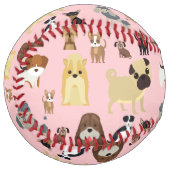 Balle De Softball pink background dogs (Devant gauche)