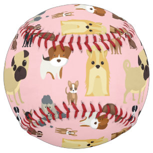 Balle De Softball pink background dogs
