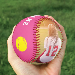 Balle De Softball Pink Player Team Number Personalized Photo