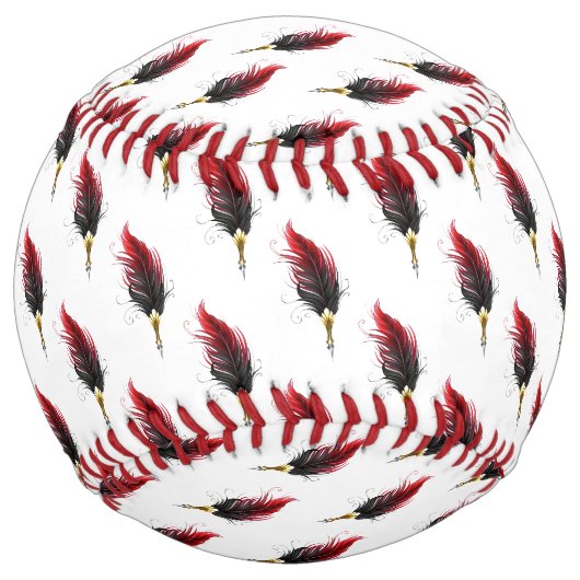 Balle De Softball Plume rouge avec pointe en or (Devant)