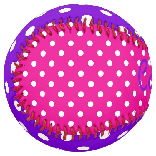 Balle De Softball Preppy Pink Purple and White Polka Dot (Devant gauche)