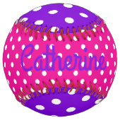 Balle De Softball Preppy Pink Purple and White Polka Dot (Devant)