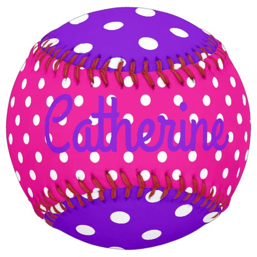 Balle De Softball Preppy Pink Purple and White Polka Dot (Devant)