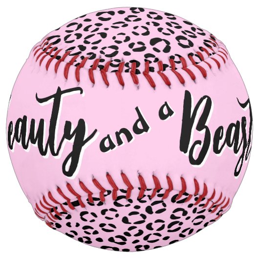 Balle De Softball Pretty in Pink Animal Print (personalize) (Dos)