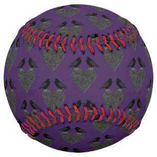 Balle De Softball Ravens gothiques et Coeur noir