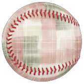 Balle De Softball Rayures écossaises rose vert crème (Devant gauche)