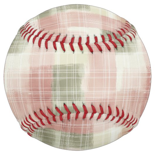 Balle De Softball Rayures écossaises rose vert crème (Devant)