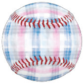 Balle De Softball Rayures Ecossaises Roses Bleues (Dos)