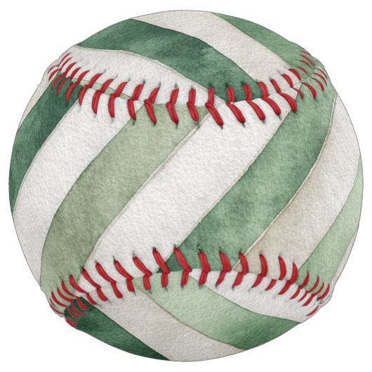 Balle De Softball Rayures Vertes Blanches (Devant)