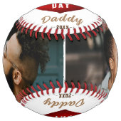 Balle De Softball Red Heart Happy Fête des pères papa 2 Photo Collag (Devant)