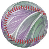 Balle De Softball Rêve de fleurs, Abstrait violet vert Fractal Art (Devant gauche)