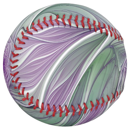 Balle De Softball Rêve de fleurs, Abstrait violet vert Fractal Art (Devant gauche)