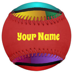 Balle De Softball Ronde et psychédélique couleur moderne Nom fractal