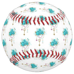 Balle De Softball Roses turquoise avec touches