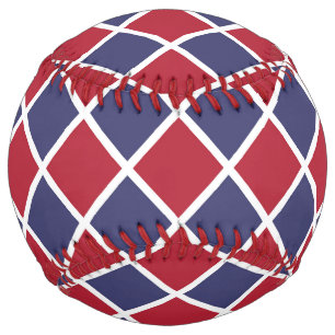 Balle De Softball Rouge Blanc Bleu Damier Diamant Motif