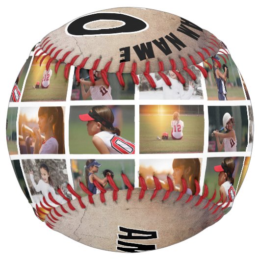 Balle De Softball Rustic 6 Photo Collecteur Numéro Nom de l'équipe (Devant)