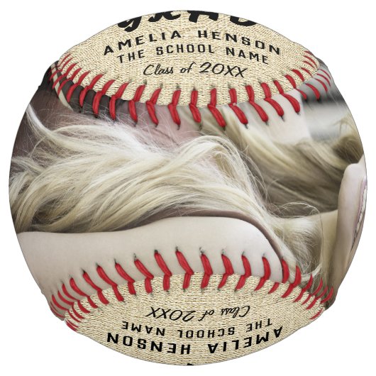 Balle De Softball Rustic Félicitations Graduation Photo (Devant)