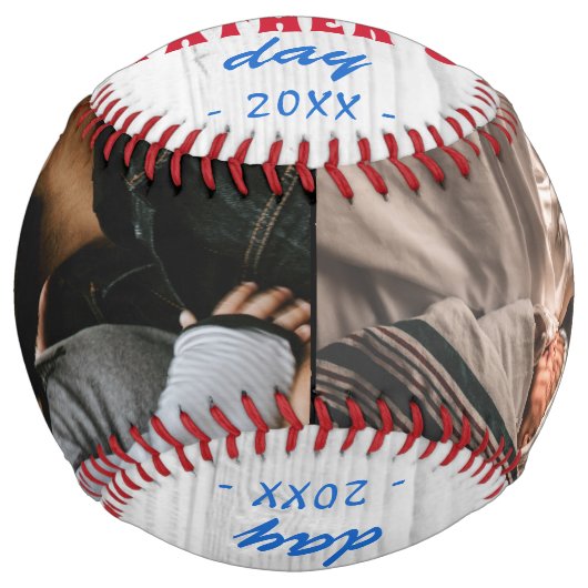 Balle De Softball Rustic Wood Happy Père`s Day 2 Photo (Devant)