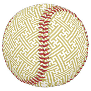 Balle De Softball Sayagata motif, japonais, or et blanc