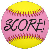 Balle De Softball Score rose et jaune softball (Devant)
